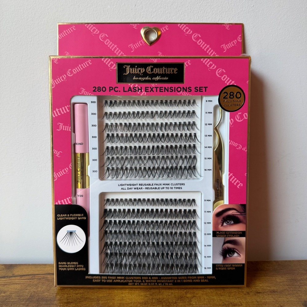 New Juicy Couture 280 pc Lash Cluster Extensions Set Bond Seal Reusable All Day